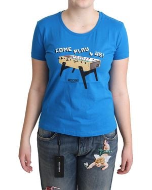 Moschino Cotton Come Play 4 Us Print T-Shirt - Blue