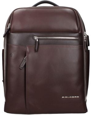 Piquadro Brown Leather Backpacks