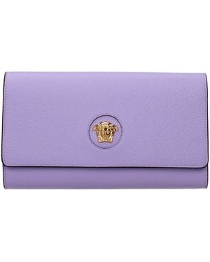 Versace Purple Leather Clutch Bag