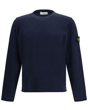 Stone Island Blue Cotton Sweatshirt