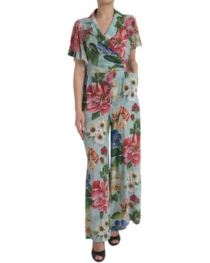 Dolce & Gabbana Elegant Floral Silk Crepe Jumpsuit - White