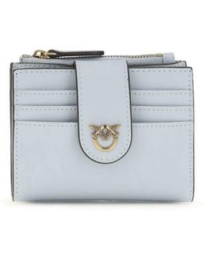 Pinko Blue Calf Leather Bos Taurus Wallet - Grey