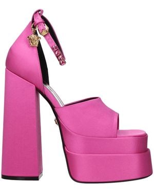 Versace Pink Satin Platform Sandals