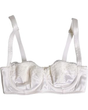 Dolce & Gabbana White Silk Underwired Balconette Bra Underwear - Grey