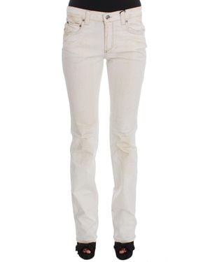 CoSTUME NATIONAL White Cotton Slim Fit Bootcut Jeans