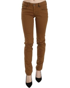 Plein Sud Brown Cotton Mid Waist Skinny Slim Fit Denim Jeans - Black