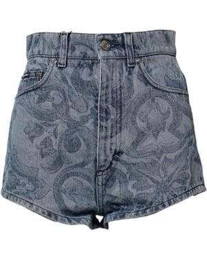 Dolce & Gabbana Printed Denim Shorts - Blue