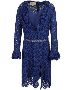 Gucci Blu Viscose And Cotton Mid Long Dress - Blue
