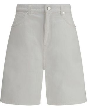 Loulou de Saison White Cotton Bermuda Shorts - Grey