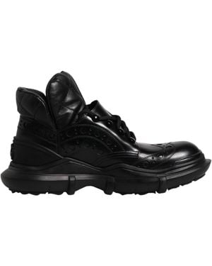 Dolce & Gabbana Black Leather Casual Mens Ankle Boots Shoes