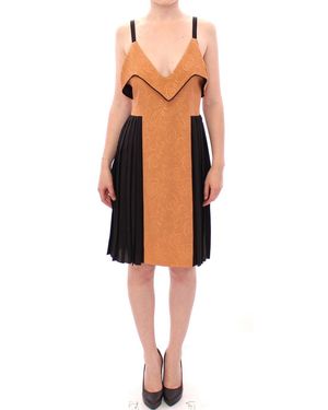 Filos Black Bronze Silk Sleeveless Above Sheath Dress