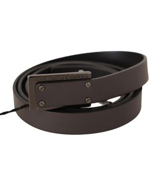 CoSTUME NATIONAL Dark Leather Logo Buckle Belt - Black