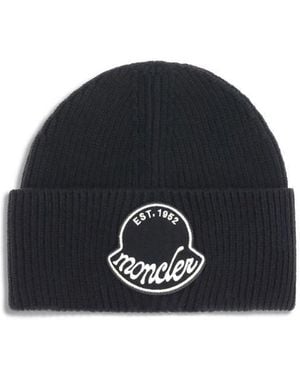 Moncler Logo Beanie Hat - Blue