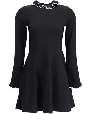 Valentino Knit Dress With Volants - Black