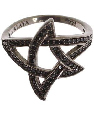 Nialaya Black Cz Rhodium 925 Silver S Ring