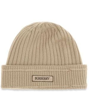 Burberry Beige Wool Oves Aries Beanie - Natural