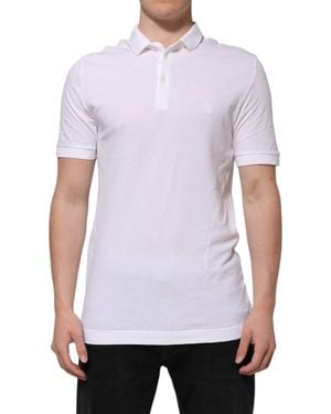 Dolce & Gabbana White Collared Men Short Sleeve Crown T