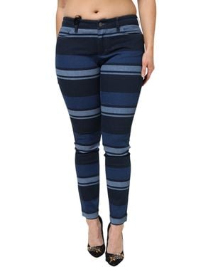 Dolce & Gabbana Blue Striped Cotton Stretch Denim Jeans