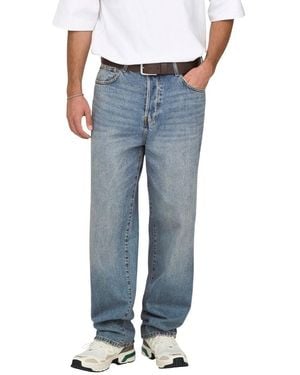 Only & Sons Blue Cotton Relaxed Fit Jeans