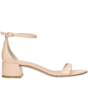 Stuart Weitzman Beige Leather Flat Sandals - Natural