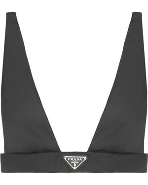 Prada Re-nylon Logo-plaque Bralette - Black