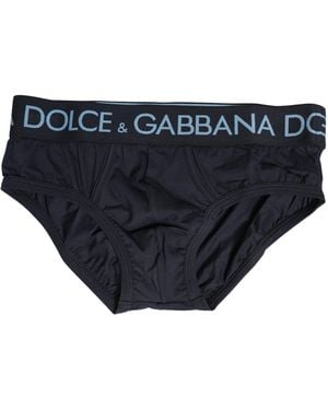 Dolce & Gabbana Dark Blue Logo Waistband Men Briefs Underwear