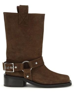 Ganni Brown Calf Leather Bos Taurus Lace