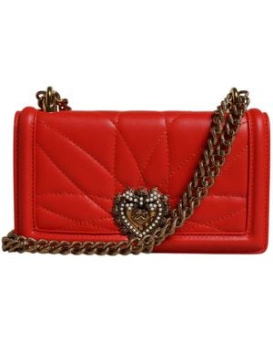 Dolce & Gabbana Red Quilted Devotion Crossbody Chain Phone Cover Bag