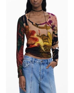Desigual Elastane Top - Brown