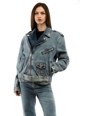 Moschino Multicolor Cotton Denim Jacket - Blue