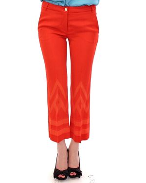 Versace Chevron Detail Cropped Trousers - Red