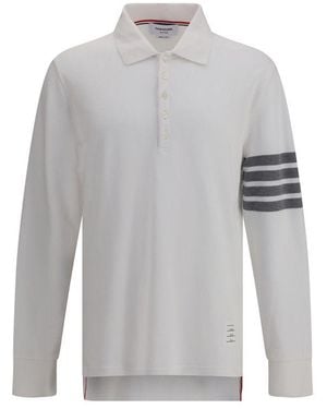 Tシャツ・カットソー THOM BROWNE WHITE T-SHIRT WITH TRICOLOUR DETAIL Thom Browne White T-Shirt With Tricolour Detail – LOZURI®