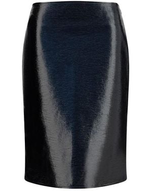 Courreges Bordeaux Cotton Midi Skirt - Blue