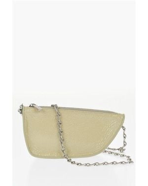 Burberry Patent Leather Micro Shield Sling Bag With Chain Shoulder St - White