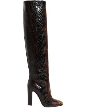 Dolce & Gabbana Brown Exotic Leather Knee High Boots Shoes - Black