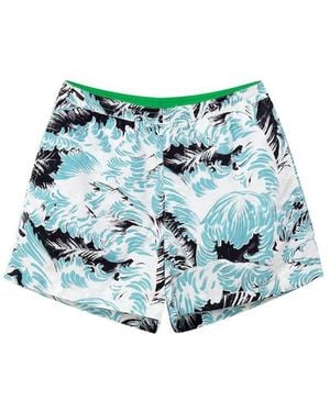 Bottega Veneta White Polyamide Swim Shorts - Blue