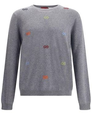 Gucci Multicolor Logo Cashmere Sweater - Gray