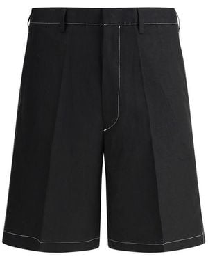 Prada Contrast Stitching Shorts - Black