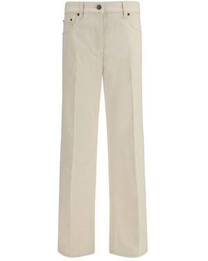 Valentino Beige Cotton Flared Jeans - Natural