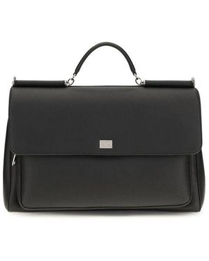 Dolce & Gabbana Black Calf Leather Bos Taurus Handbag