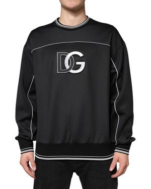 Dolce & Gabbana Black Dg Logo Crew Neck Sweatshirt Sweater