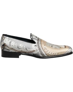 Dolce & Gabbana Multicolour Roman Slip On Dress Loafers Shoes - White