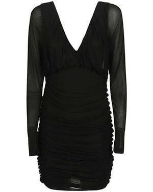 Saint Laurent Draped Cupro Mini Dress - Black