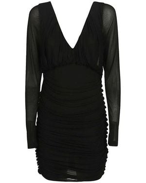 Saint Laurent Mini Draped Dress - Black