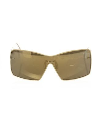 Frankie Morello Elegant Metallic Shield Sunglasses - Natural