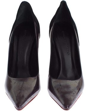 Cedric Charlier Leather Suede Pumps Gray Mom26010 - Black