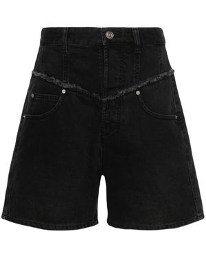 Isabel Marant Frayed-detail Denim Shorts - Black