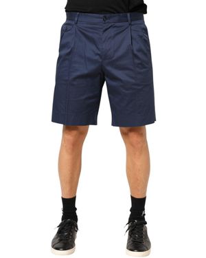 Dolce & Gabbana Blue Cotton Stretch Mid Waist Bermuda Shorts