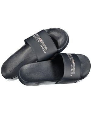 Tommy Hilfiger Blue Polyurethane Men Slipper - Black