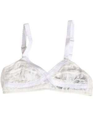 Dolce & Gabbana White Cotton Lace Wireless Soft Cup Bra Underwear